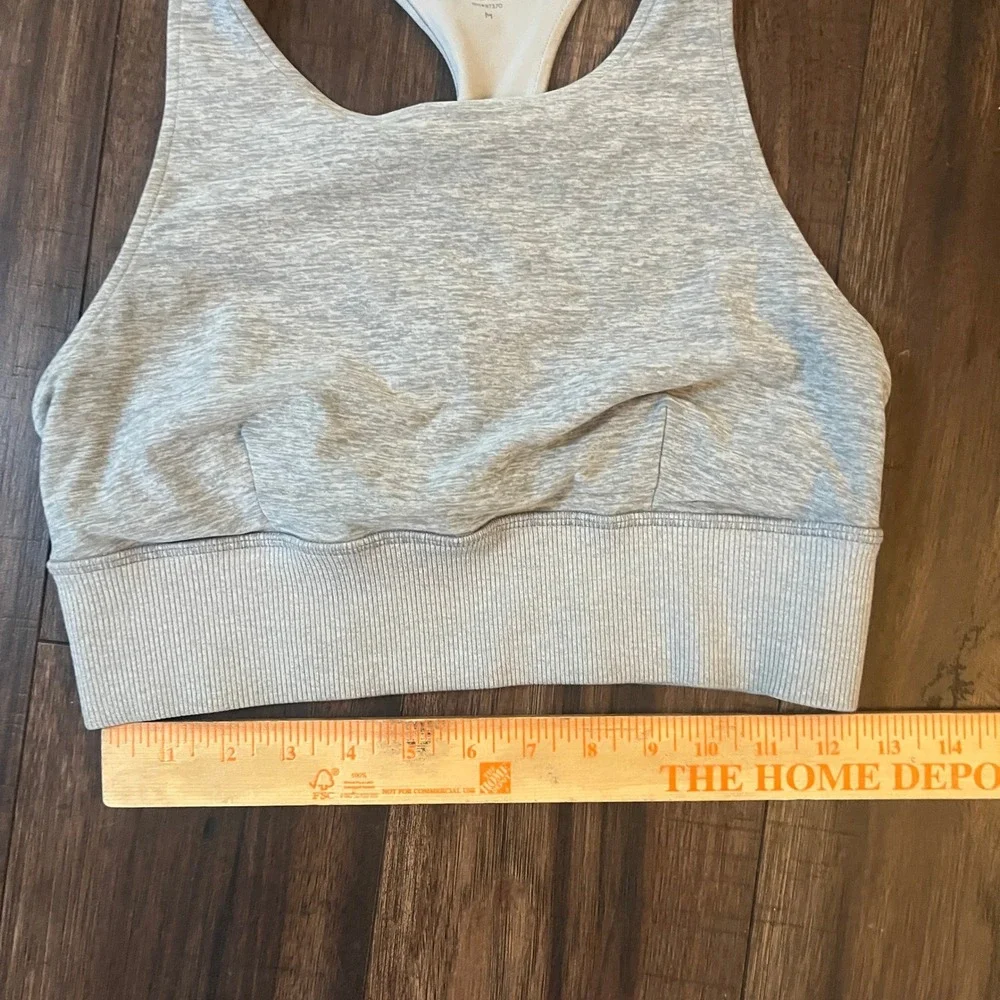 Alo Yoga Womens Heather Gray Ribbed Band Racerback Sports Bra Size Medium